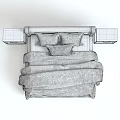 Elegant Grey Bed With Gold Leg Nightstands White Linens And Patterned Blanket