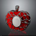 Fashionable Apple Shaped Pendant With Red Silver Design And Central White Gemstone