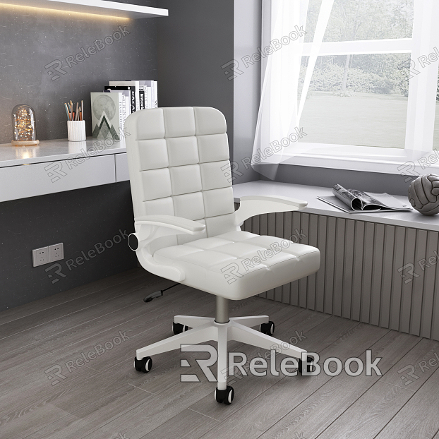 Modern Computer Chair Lifting White Leather Chair model