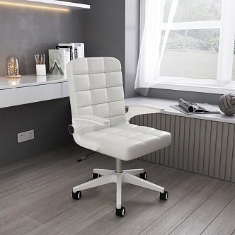 Modern Computer Chair Lifting White Leather Chair 3d model