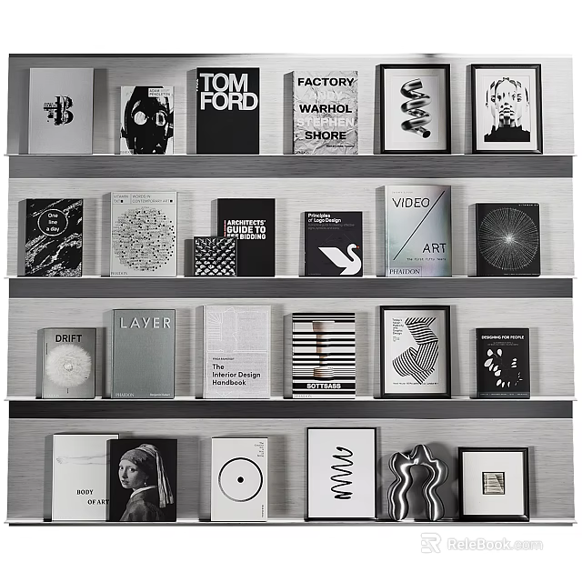Stylish Diverse Books Magazines With Art Fashion Design Covers On Shelf 3d model 