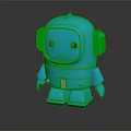Blue Toy Robot With Round Eyes Headphones And Shiny Reflective Base