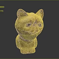 Handcrafted Ceramic Cat Sculpture With Large Eyes And Cute Sitting Pose 3d model