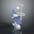 Modern Dental Treatment Chair With Blue Upholstery Adjustable Lamp And Console