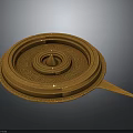 Ornate Golden Layered Circular Decorative Tray With Intricate Engraved Patterns And Handle