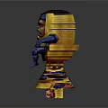 3D Game Character Model With Purple Head Yellow Body Blue Limbs And Angry Expression