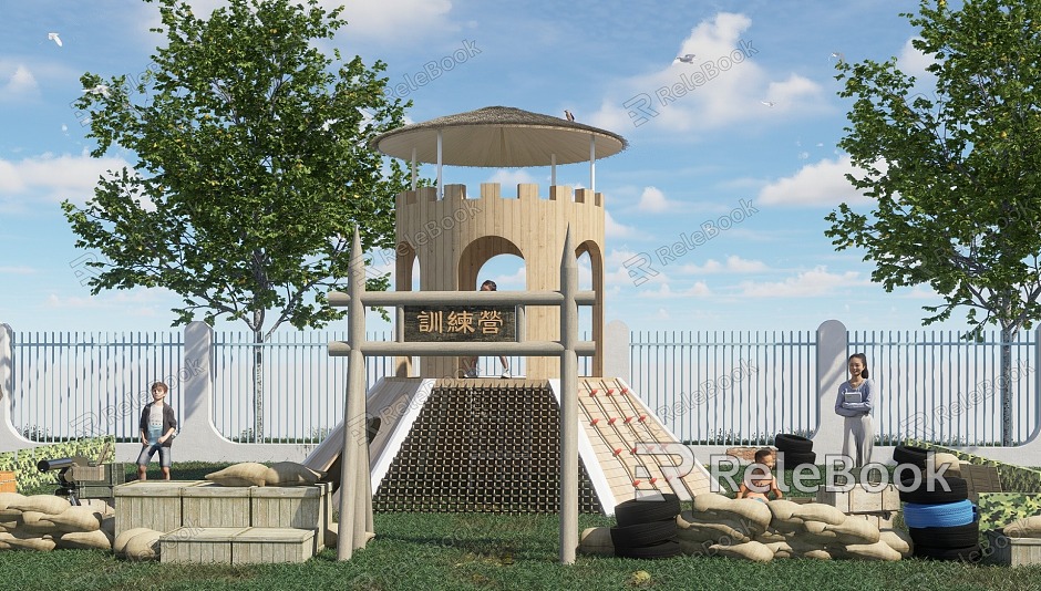 Children's equipment bunker outdoor structures model