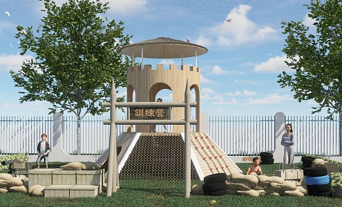 Children's equipment bunker outdoor structures 3d model