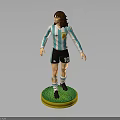Football Player Figurine With Blue And White Striped Jersey Black Shorts Number 10 Green Base