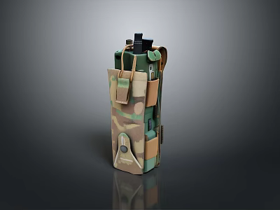 Tactical Military Camouflage Weapon Accessory Carrying Pouch With Multiple Pockets And Strap Design 3d model