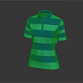 Blue And Green Striped Polo Shirt With Short Sleeves And Collar Design