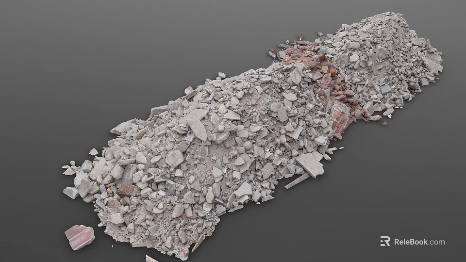Large Heap of Construction Rubble With Concrete Fragments And Stone Pieces 3d model 