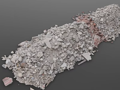 Large Heap of Construction Rubble With Concrete Fragments And Stone Pieces 3d model