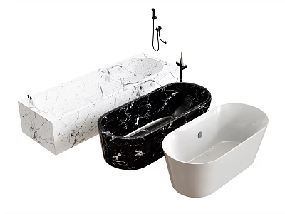 Modern Bathtub Design With White Marble Black Marble And Pure White Styles 3d model