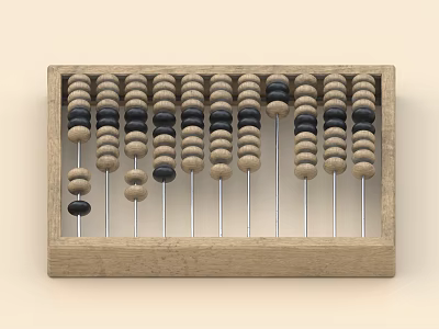 Wooden Abacus with Black and Beige Beads for Household Calculation Use 3d model