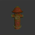 Red Decorative Fire Hydrant In Studio Display With Reflective Base