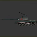Blue Armored Military Tank With Long Cannon Tracks And Turret Design