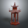 Traditional Chinese Red Pagoda Style Decorative Lantern With Multi Tiered Roof And Square Base