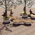 Modern tree pool tree pool seat 3d model