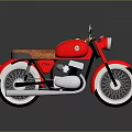Vintage Red Motorcycle Design With Brown Leather Seat And Chrome Accents
