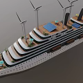Modern Cruise Ship With Multiple Decks Green Plants And White Hull Design