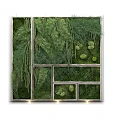 Living Plant Wall with Mixed Greenery Metal Frame and Accent Lighting Design