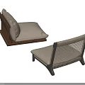 Modern Style Wooden Frame Furniture With Cushioned Seat And Woven Backrest Pieces
