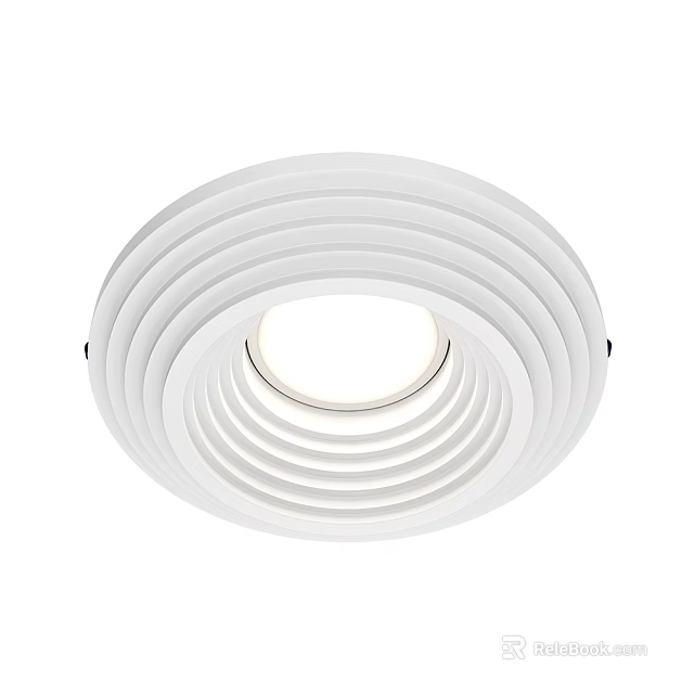 Modern White Downlight Spotlight With Circular Ring Structure And Recessed Lighting Fixture 3d model