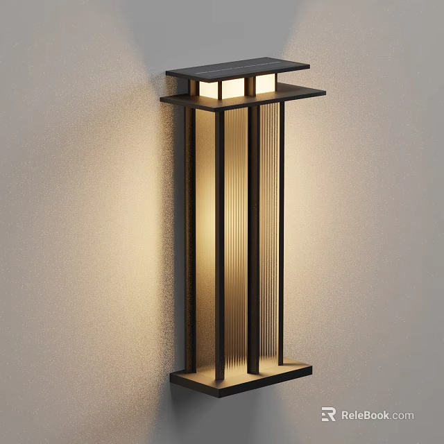 Modern Wall Sconce Design With Vertical Slats And Warm Illumination Effect 3d model 
