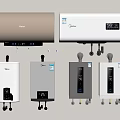 Different Types Of Modern Water Heaters With Digital Displays And Wall Mounted Design