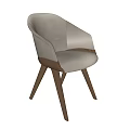 Modern Elegant Upholstered Dining Chairs With Beige Cushion And Wooden Legs