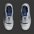 Stylish Adidas White And Blue Casual Sneakers With Perforated Design Blue Laces And Blue Sole