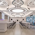 School Modern Learning Space With Green Cabinets White Ceiling Decor And Display Walls 3d model