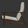 Modern Single Sofa With Light Colored Fabric And Wooden Armrests