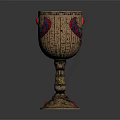 Decorative Metal Goblet With Intricate Patterns Red Gemstone And Ornate Base