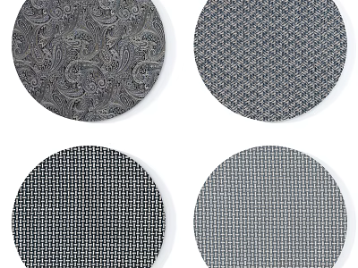Four Round Rugs With Different Patterns In Neutral Tones For Home Decor 3d model