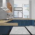 Organized Kitchen Utensils on Wall Rack with Marble Countertop and Fresh Vegetables