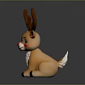 Cute Christmas Reindeer Figurine With Brown Antlers Red Nose White Belly Sitting On Black Surface