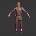 3D Police Officer Character Model In Brown Uniform With Badge Holster And Outstretched Arms