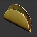 Delicious Taco with Crispy Corn Shell Juicy Meat and Fresh Green Vegetables