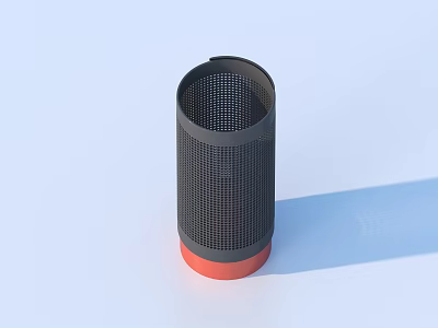 Black And Red Cylindrical Household Item With Mesh Surface Design 3d model
