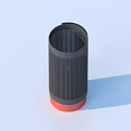 Black And Red Cylindrical Household Item With Mesh Surface Design 3d model