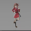 Anime Style Character With Pink Hair Wearing Red Coat And White Skirt Standing Pose