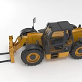 Yellow Forklift Model With Black Cab And Large Tires 3d model