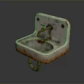 Vintage Rusted Chipped Enamel Wall Mounted Washbasin With Old Faucet Retro Design
