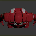 Iron Man Red And Gold Figure Standing With Blue Chest Energy Core On Gray Background