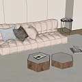 Lazy Sofa Fabric Lazy Sofa Fabric Multi-Person Sofa Pillow Solid Wood Mother and Mother Coffee Table Combination Metal Edge 3d model