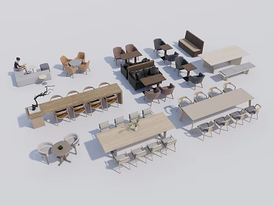 Various Modern Table And Chair Sets For Home Living Dining Areas 3d model