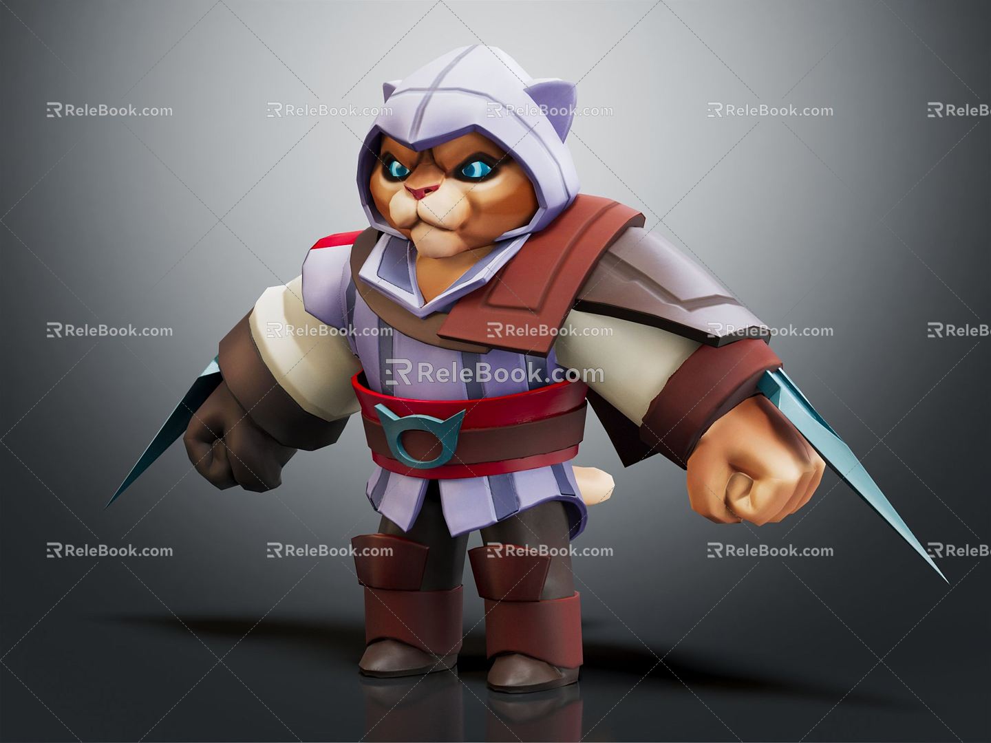 Modern Game Role Cat Warrior Cat Samurai 3d model