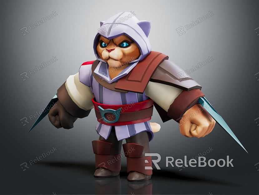 Modern Game Role Cat Warrior Cat Samurai model